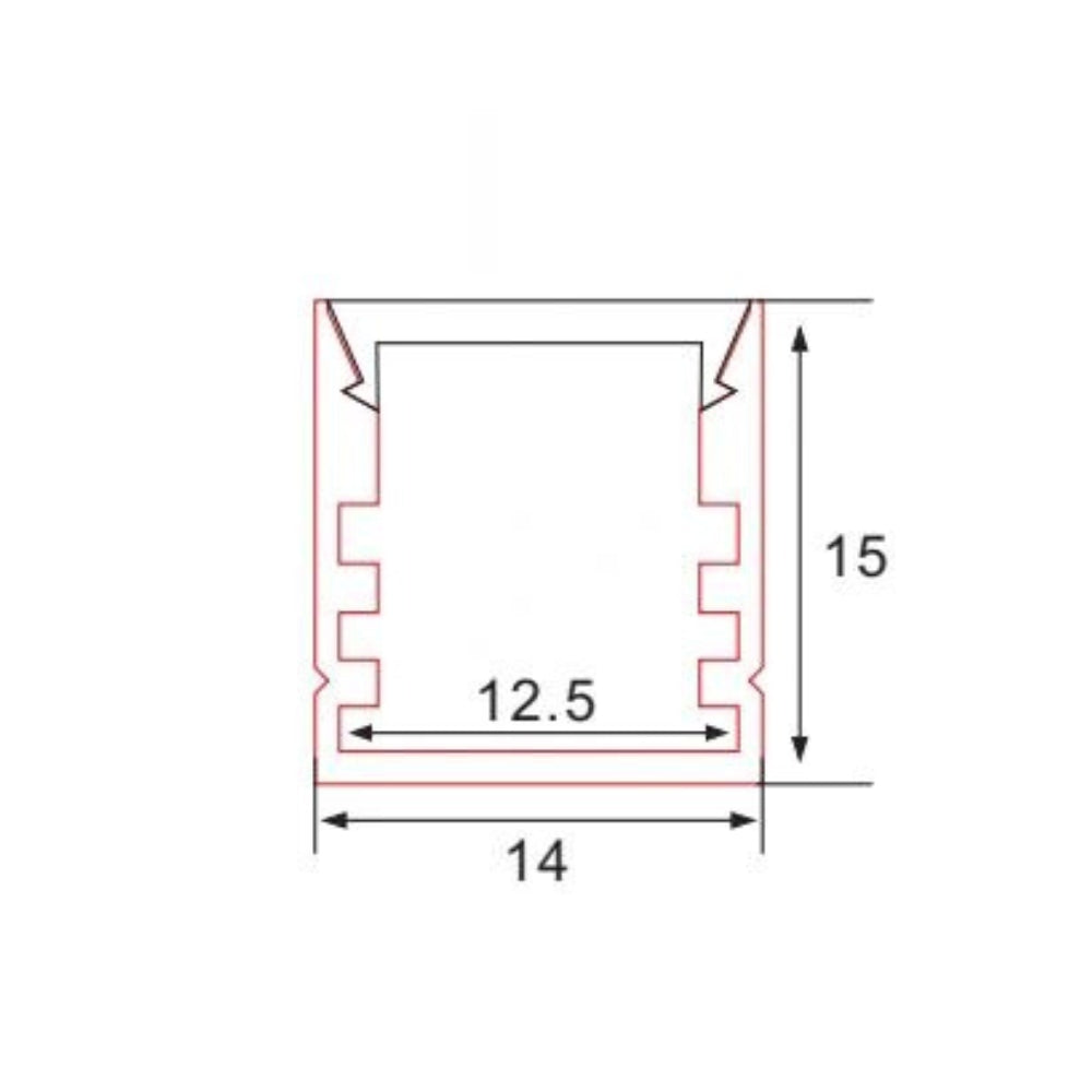 2m Aluminium LED-Profil 14*15mm
