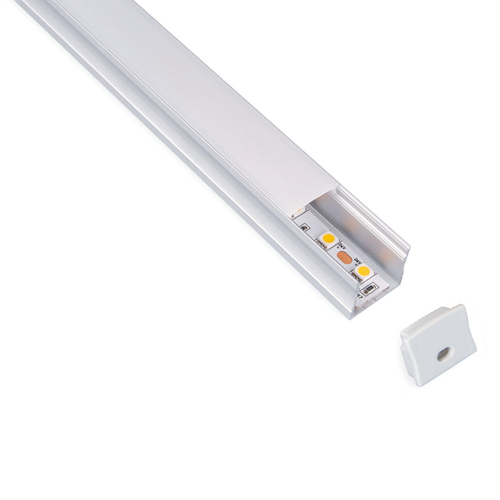 Breites Aluminium LED-Profil 23,5x20,5mm – Eloxiertes Aufputzprofil inklusive Zubehör