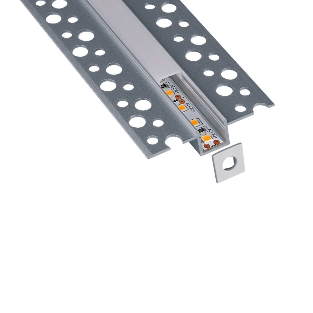 LED-Trockenbauprofil mit Spachtelfahnen – 2m Aluminium-Einbauprofil für Gipskarton