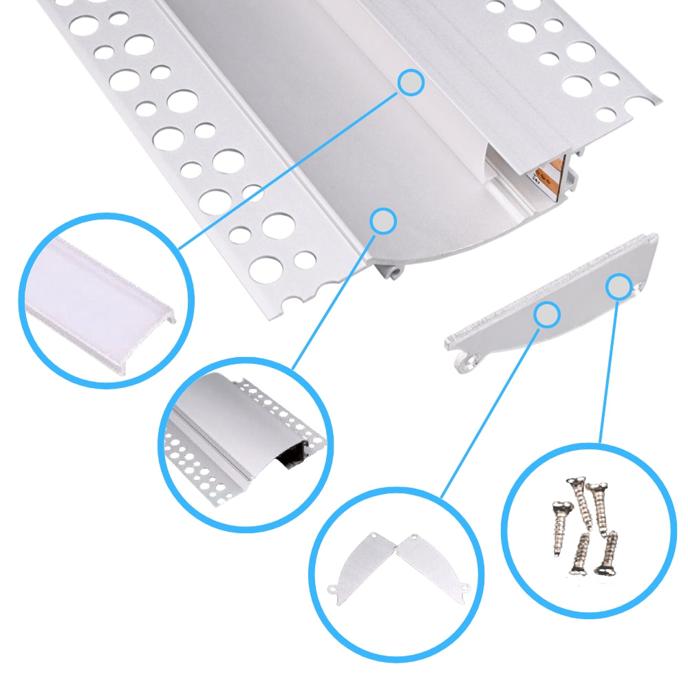 LED-Trockenbauprofil Lichtvoute für indirekte Beleuchtung – 2m eloxiertes Aluminiumprofil