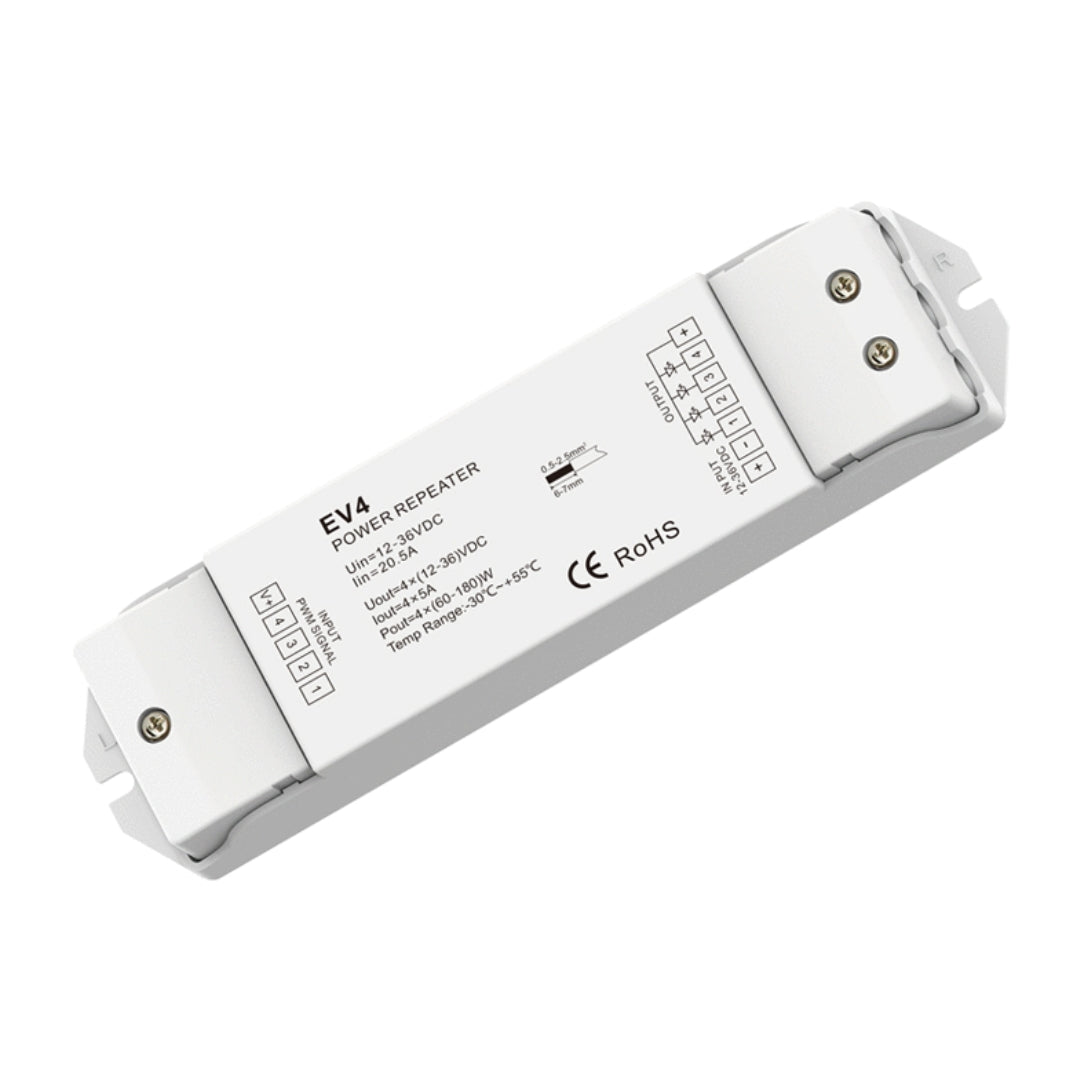 4 Kanal - RGBW Power Repeater 4x5A 12-36VDC