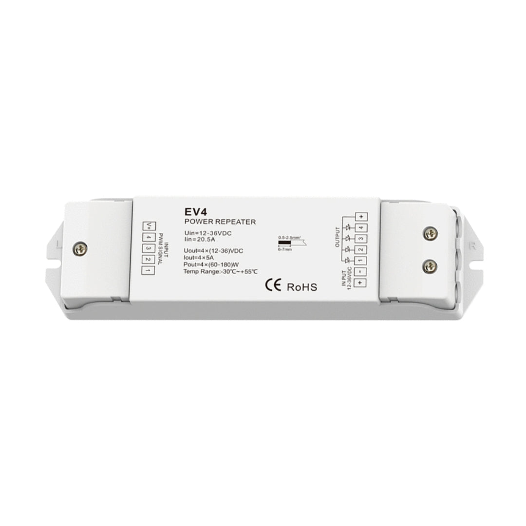 4 Kanal - RGBW Power Repeater 4x5A 12-36VDC