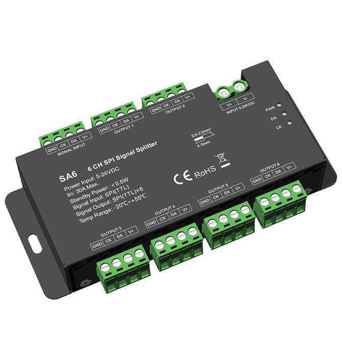 Signal-Spiltter für adressierbare SPI LED-Streifen 6-Kanäle