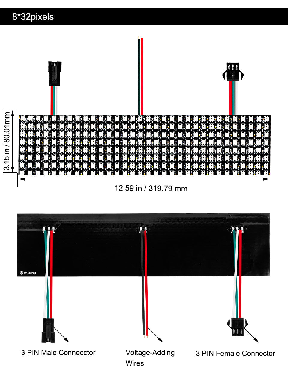 WS2812B RGB LED Panel 256 Pixel 5V