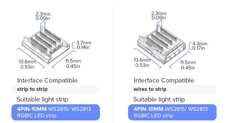 Verschiedene LED Konnektoren für 4-Pin LED-Stripes
