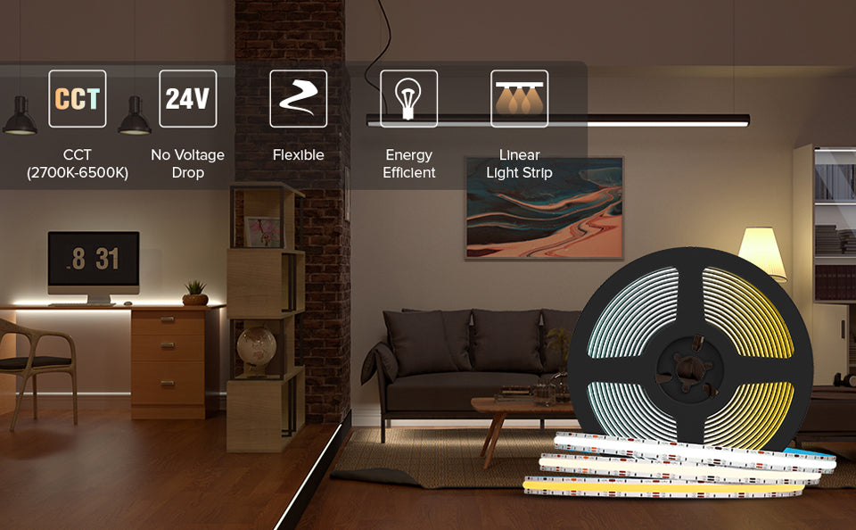 COB CCT LED Strip 24V 5m