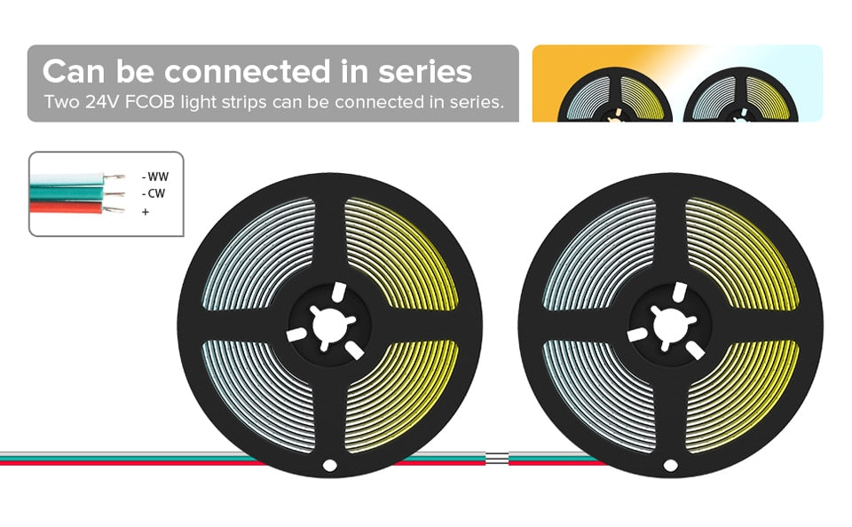COB CCT LED Strip 24V 5m