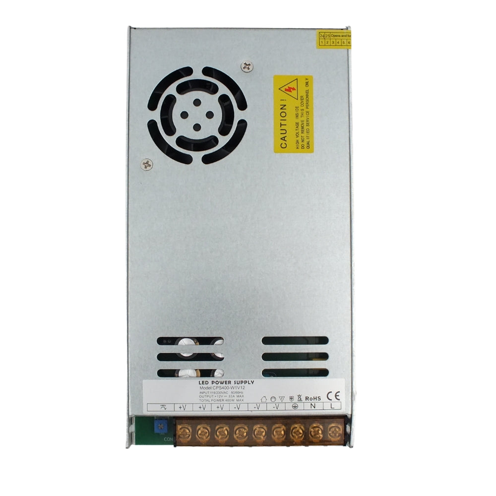 12V DC Schaltnetzteil mit Lüfter, geschlossen 400W, 33A