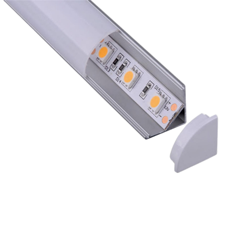 2m Aluminium LED-Eckprofil mit runder Abdeckung