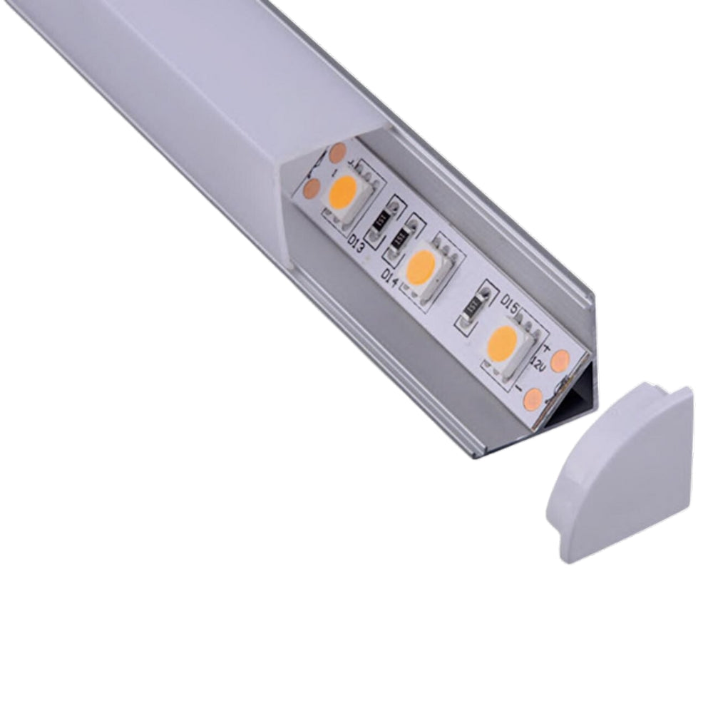 2m Aluminium LED-Eckprofil mit eckiger Abdeckung