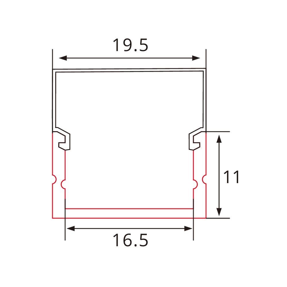 2m Aluminium LED-Profil mit rechteckiger Abdeckung