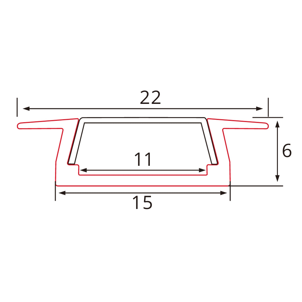 2m Aluminium LED-Profil mit glatter Oberfläche und Anschlag