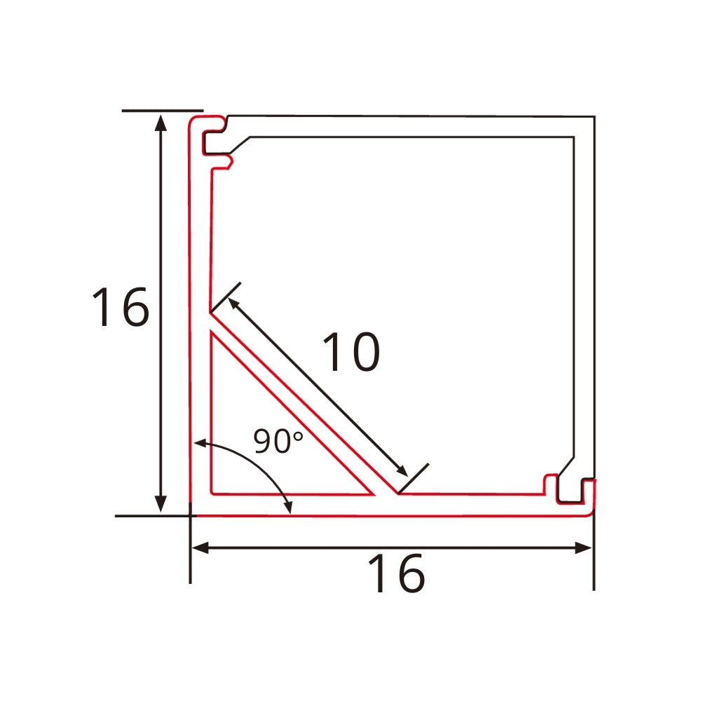 2m Aluminium LED-Eckprofil mit eckiger Abdeckung