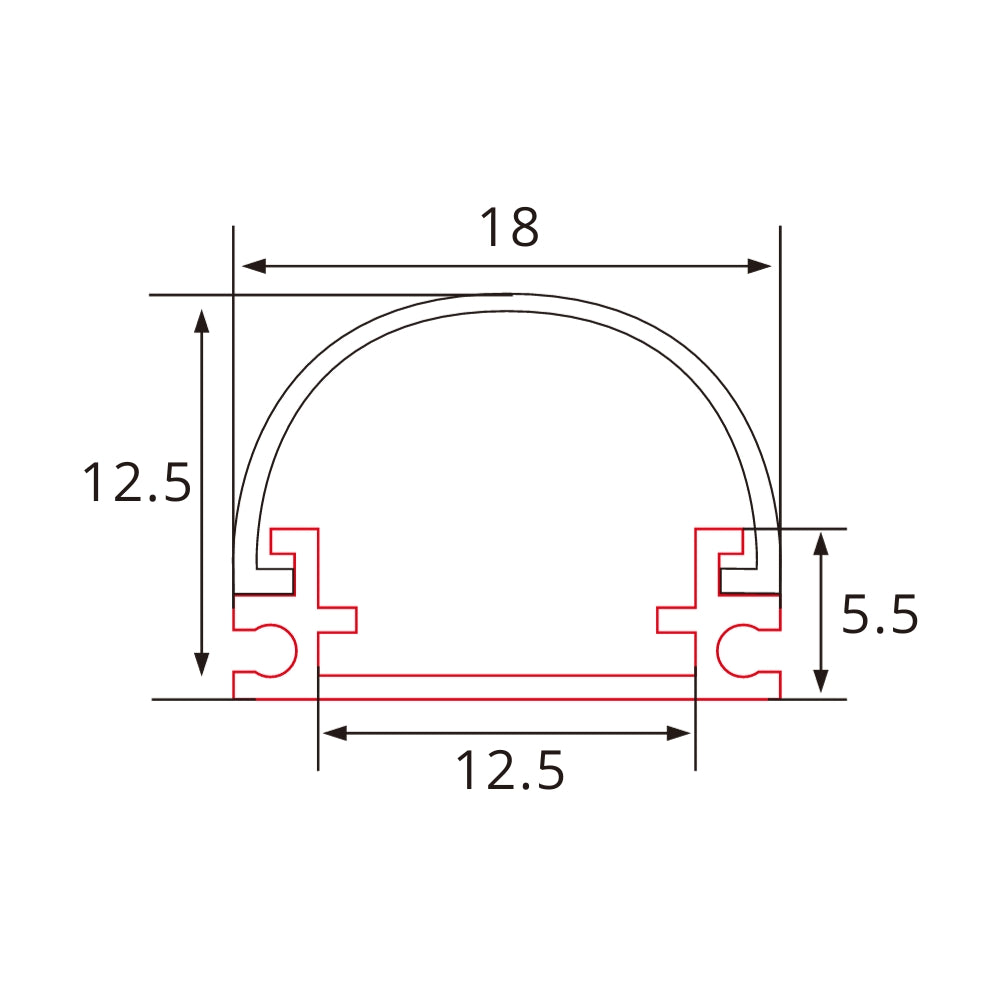 2m Aluminium LED-Profil mit halbrunder Abdeckung