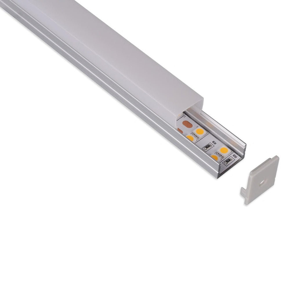 2m Aluminium LED-Profil mit rechteckiger Abdeckung