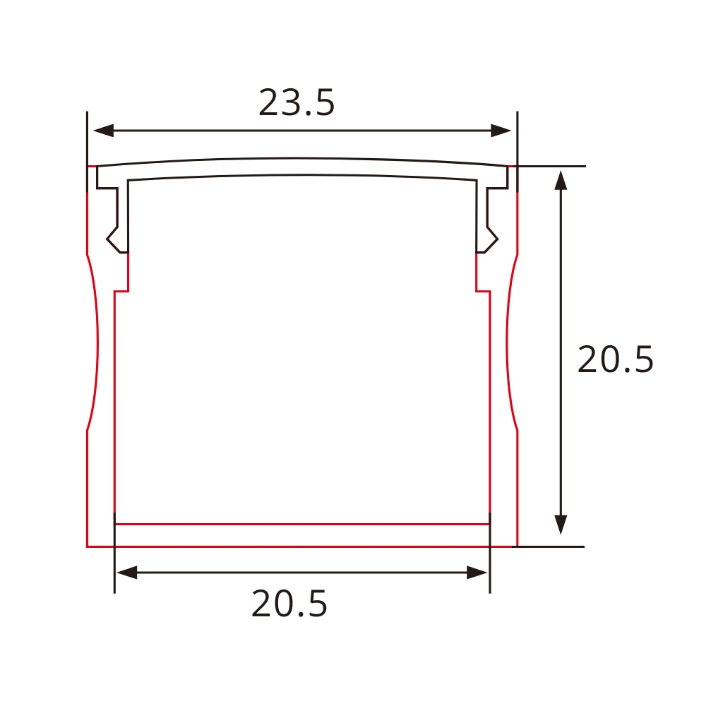 Breites Aluminium LED-Profil 23,5x20,5mm – Eloxiertes Aufputzprofil inklusive Zubehör