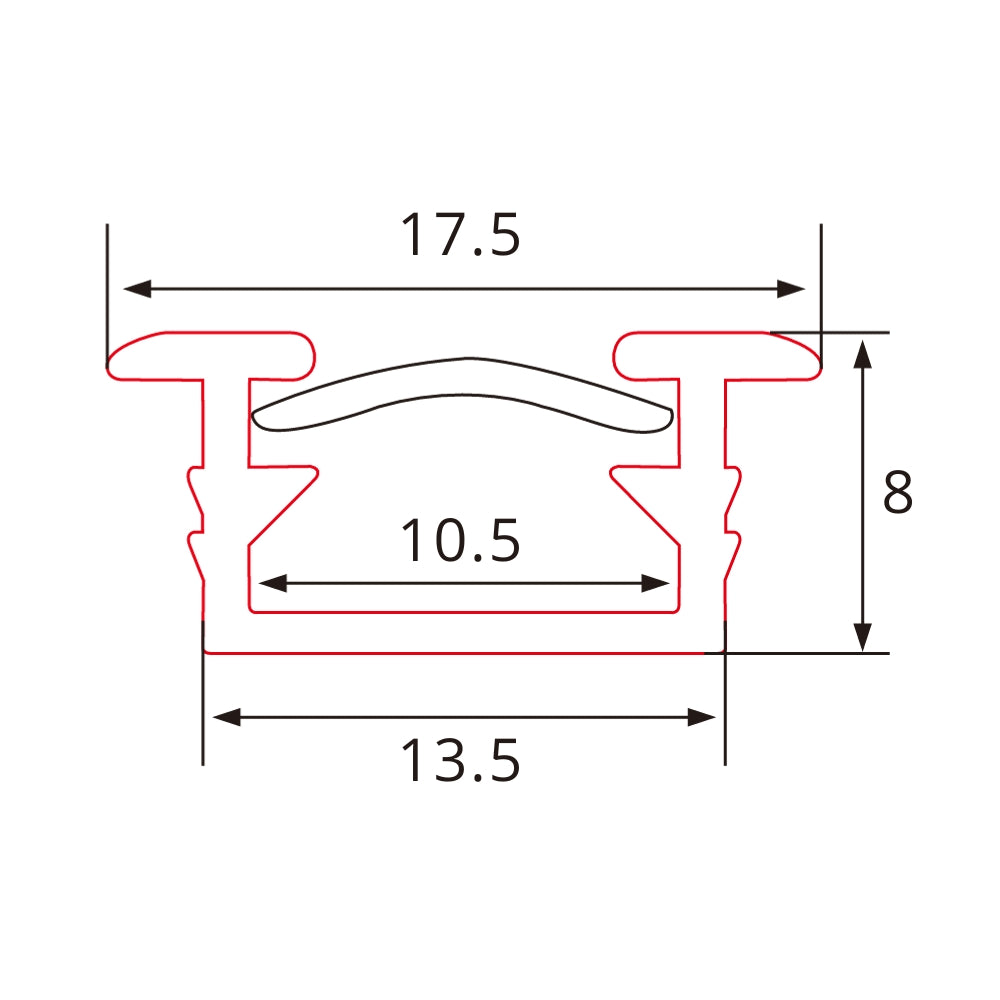 2m Aluminium LED-Profil mit Anschlag