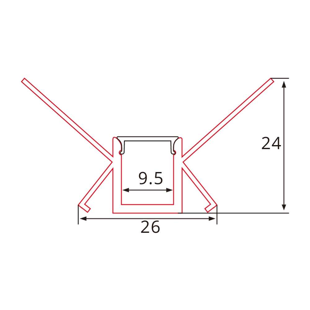 2m Unterputz Aluminium LED-Einbauprofil Innenecke