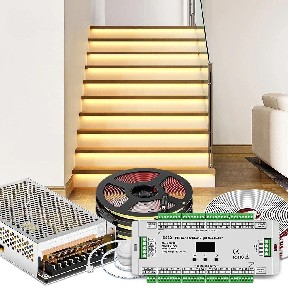LED Treppenbeleuchtung Komplettset inklusive LED-Streifen und Zubehör