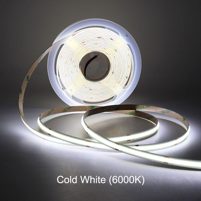 12/24V COB LED Strip 480 LEDs/m einfarbig 5m