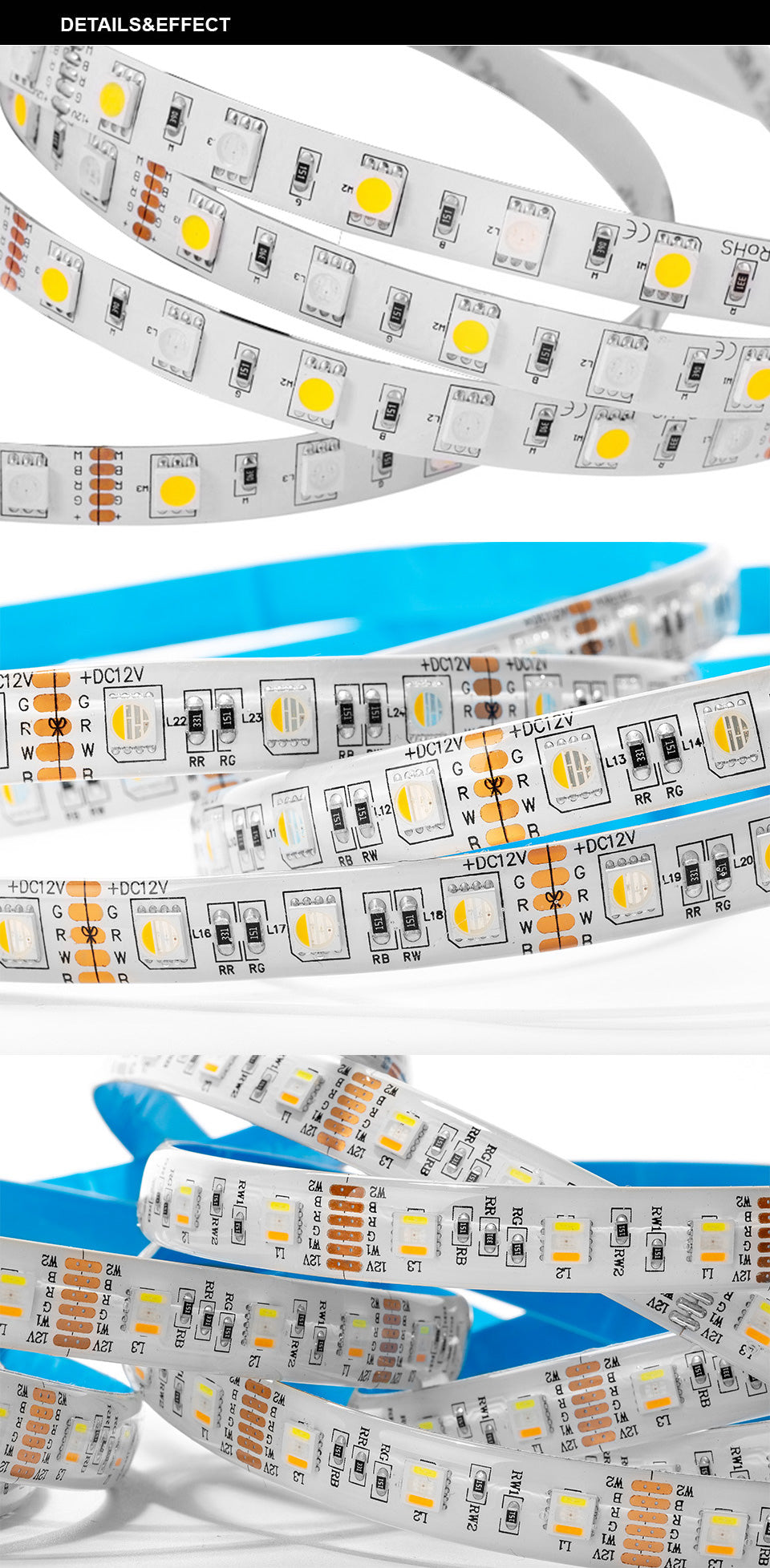 4 in 1 RGB-CW 12V, 30 LEDs/m, 5 Meter