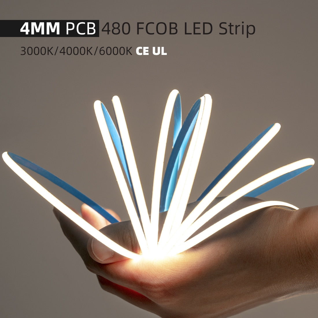 4mm COB LED-Strip mit 480 LEDs/m 12/24V