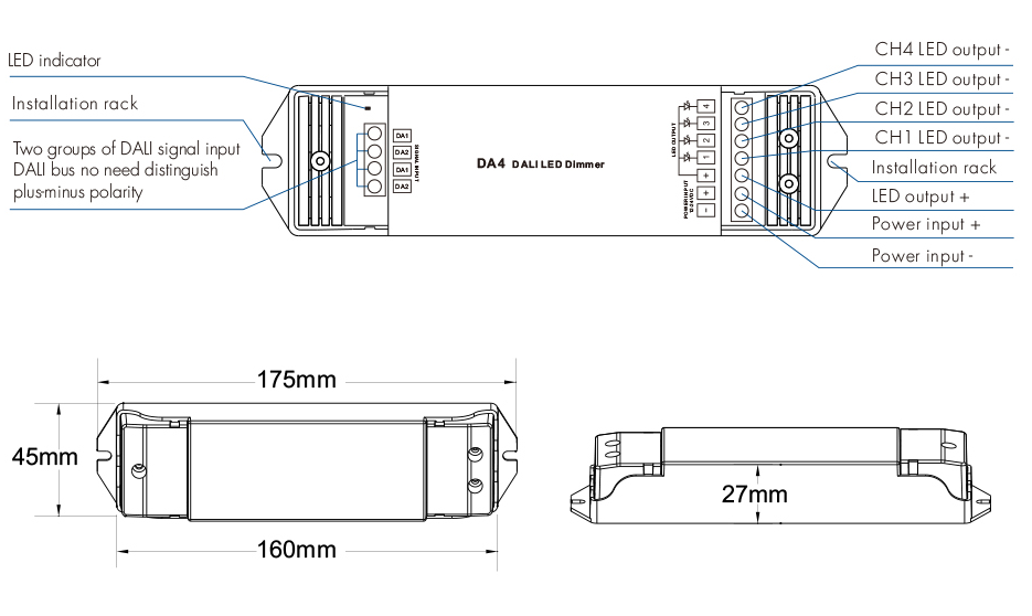 DALI LED Dimmer 4 Kanäle