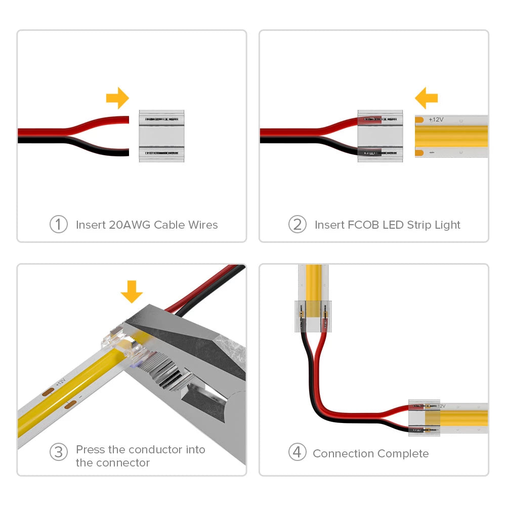 Verschiedene LED Konnektoren für 2-Pin COB LED-Stripes 8mm