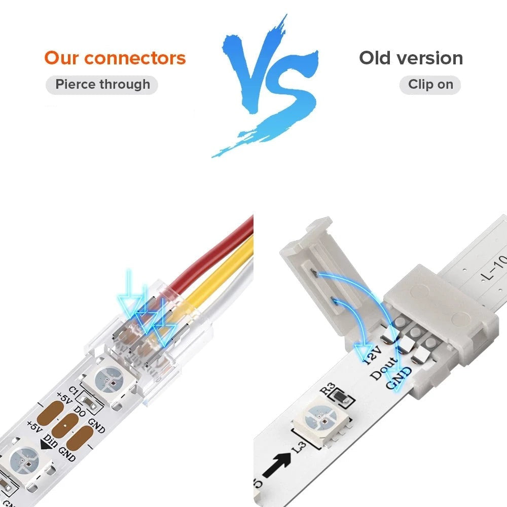 Verschiedene LED Konnektoren für 2-Pin COB LED-Stripes 8mm