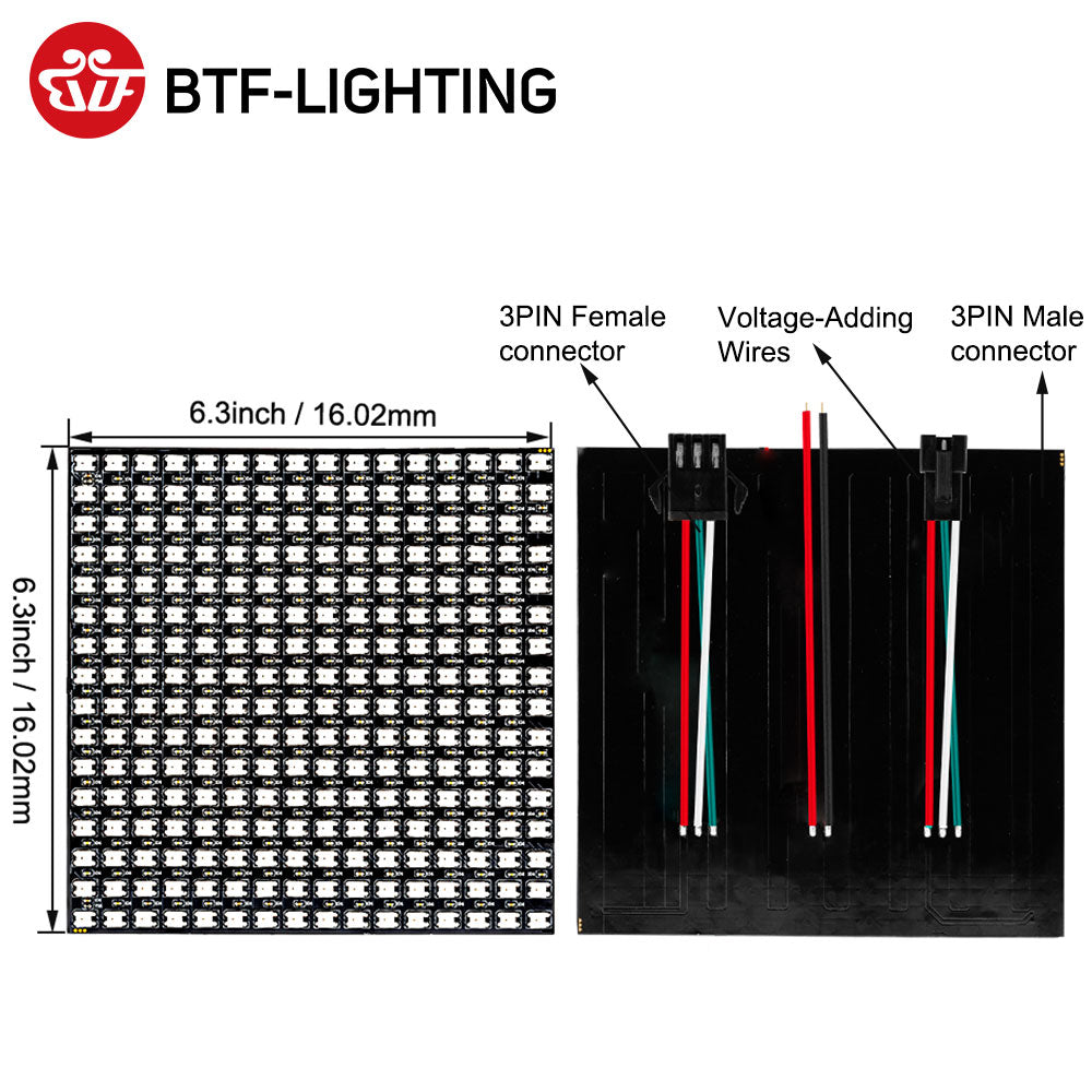 WS2812B RGB LED Panel 256 Pixel 5V