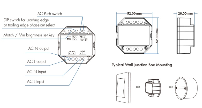 1CH*1.5A WiFi-RF AC Triac Dimmer